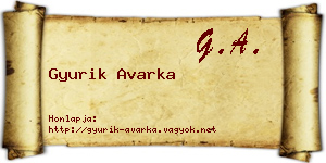 Gyurik Avarka névjegykártya